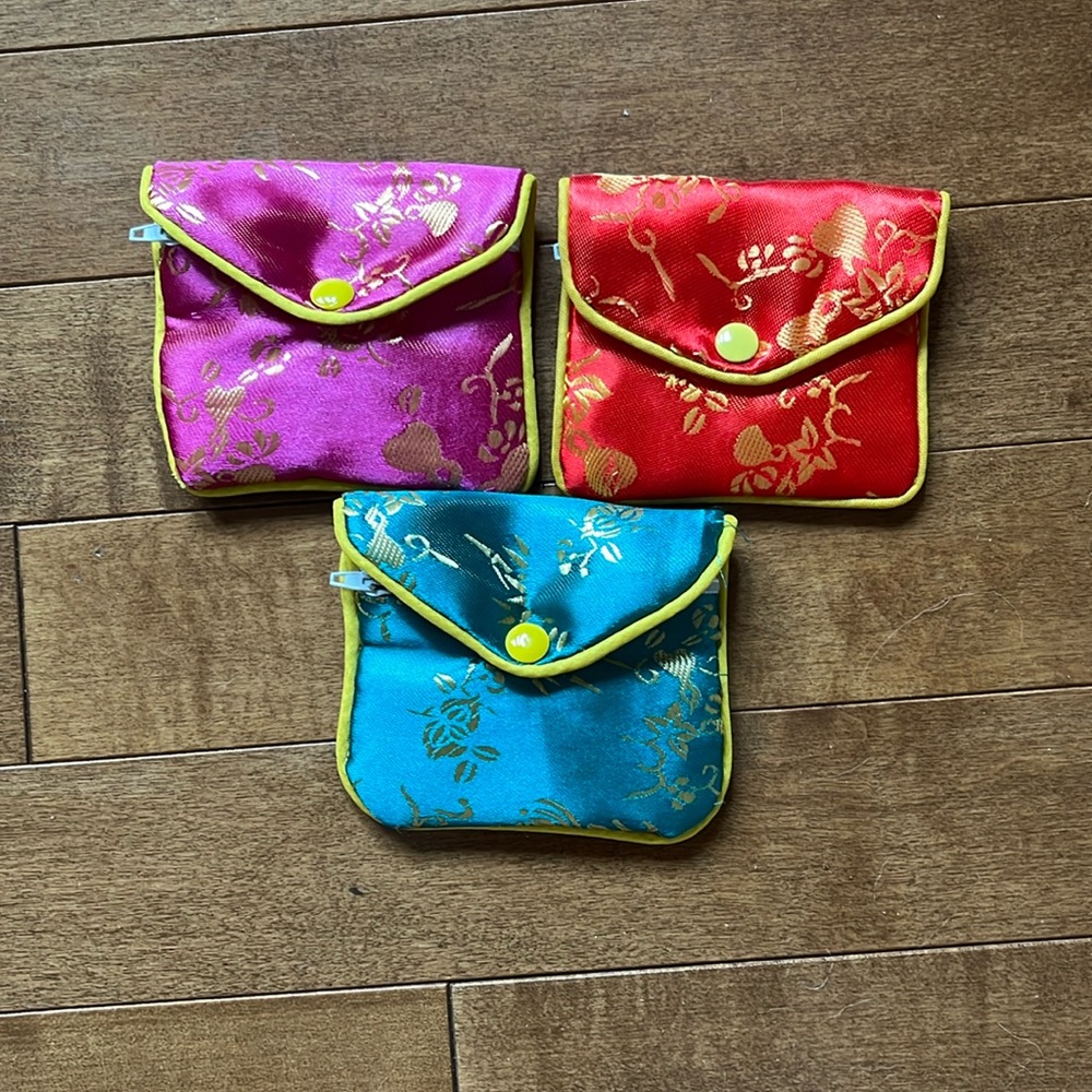 3 Jewelry Silk Purse Pouch Gift/Jewelry Bags